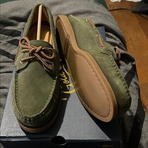 Sperry Olive Green Suede Boat Shoes